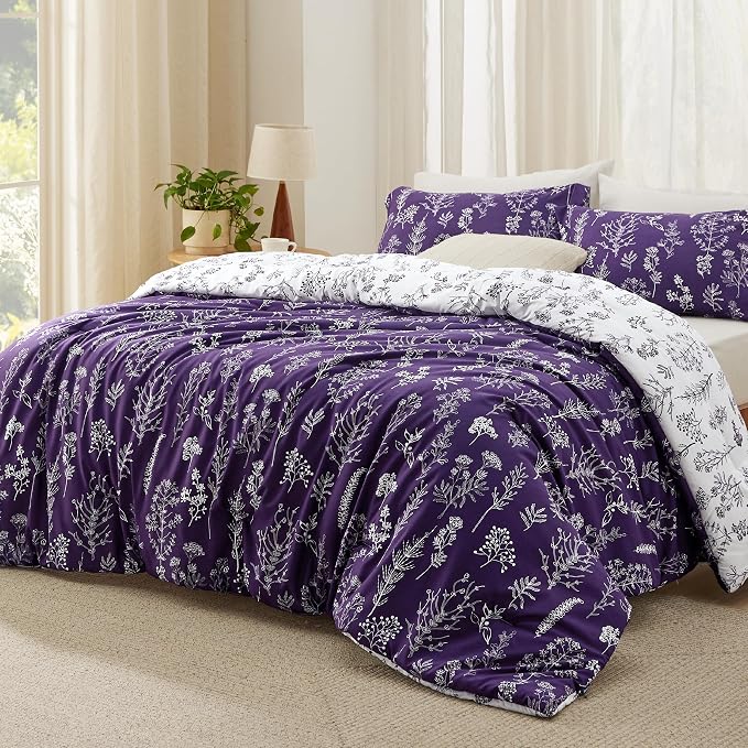 Bedsure Dark Purple King Comforter Set - Image 2