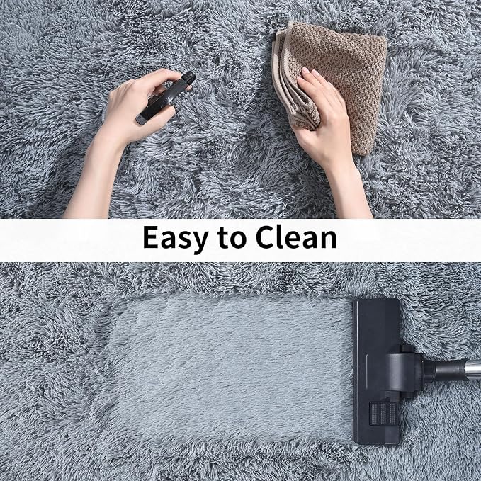 Soft Runner Rugs for Bedroom Hallways, 2 Packs 2x4 Grey Fluffy Shag Throw Area - Image 6