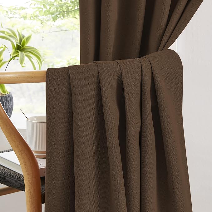 Brown Linen Textured Blackout Curtains 126 Inches Long - Image 5