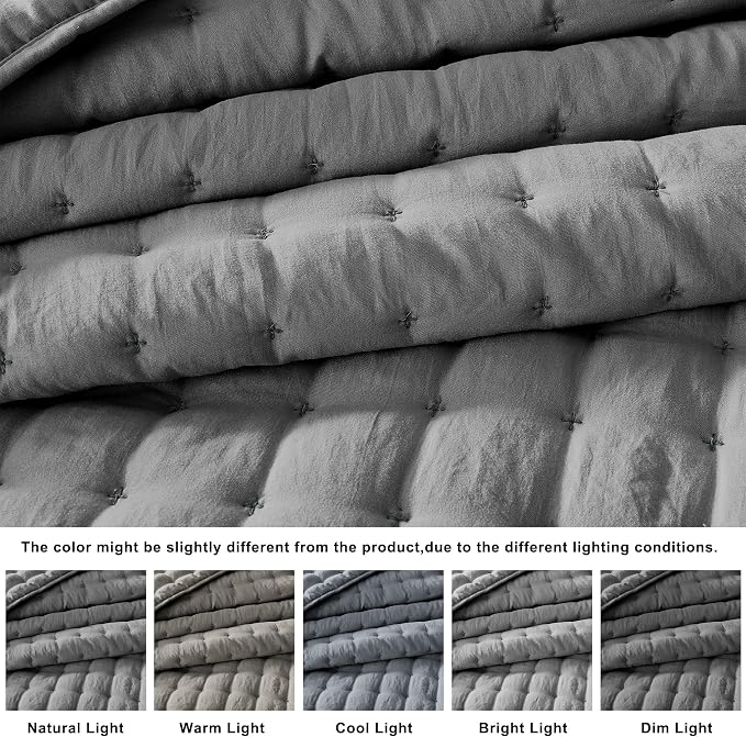 WDCOZY Dark Grey California Cal King Size Quilt Bedding Sets - Image 2