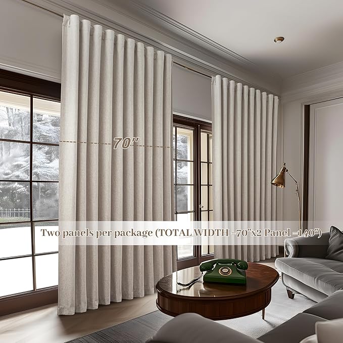 Extra Wide 70 Inch Length Blackout Curtains & Drapes 108 Inches Long 2 Panels - Image 7