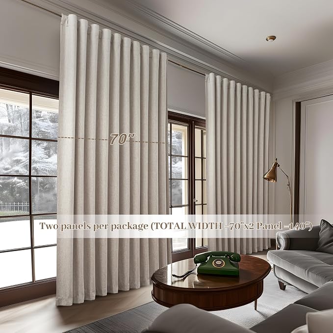 Blackout Curtains 70 Inches Extra Wide Natural Linen Curtains 84 Inch Length - Image 6