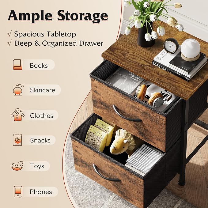 WLIVE Night Stand Set of 2, Small Dresser - Image 4