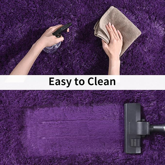 Soft Runner Rugs for Bedroom Hallways, 2x3 Purple Fluffy Shag Throw Area Rug - Image 5