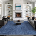 8x10 Area Rugs for Living Room, Large Washable Rug Non Slip Navy | Soft Low Pile by Valenrug