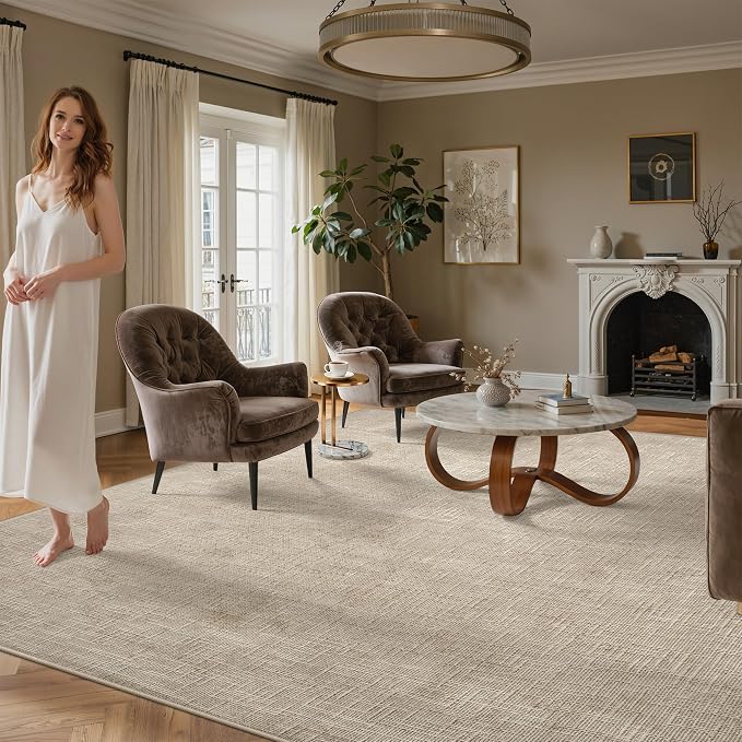 5x8 Area Rug, High-Low Pile Washable Rugs by Valenrug