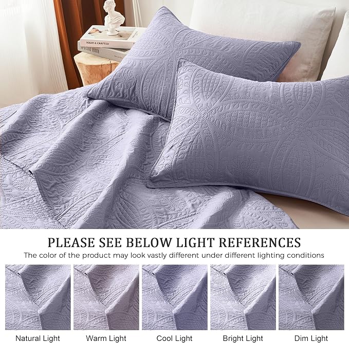 akkialla 118"x106" Lavender California King Quilt Set, Oversized Floor-Length - Image 5