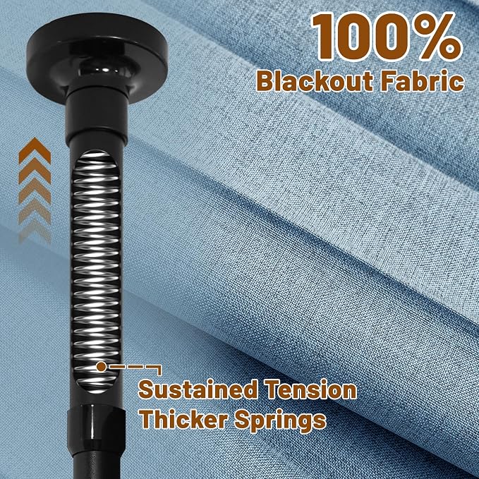 AJAZZ Room Divider Curtain+ Tension Curtain Rod No Drilling 43-120× 35-200 in - Image 5