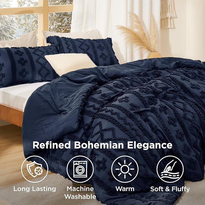 Bedsure Tufted Boho Comforter Set Queen Size - Image 3