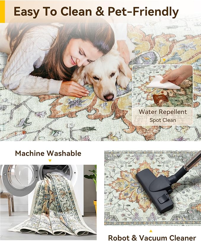 RELEANY Washable Area Rug, Square 10'x10', Water Repellent, Pet Friendly - Image 3