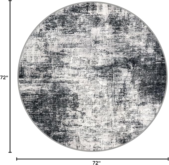 Abstract Round Area Rug 6 Ft Washable Circle Rugs Large Round Rug Non Slip Thin - Image 2