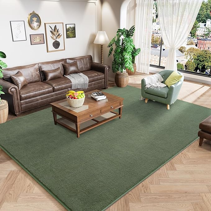 Sage Green Area Rugs for Bedroom Living Room, 5x8 Memory Foam Rug | Thickened by AmeareaDirect