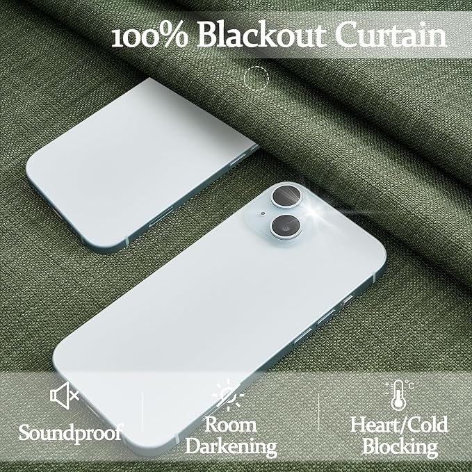 Blackout Loden Thick Linen Curtains 86 Inches Long - Image 3