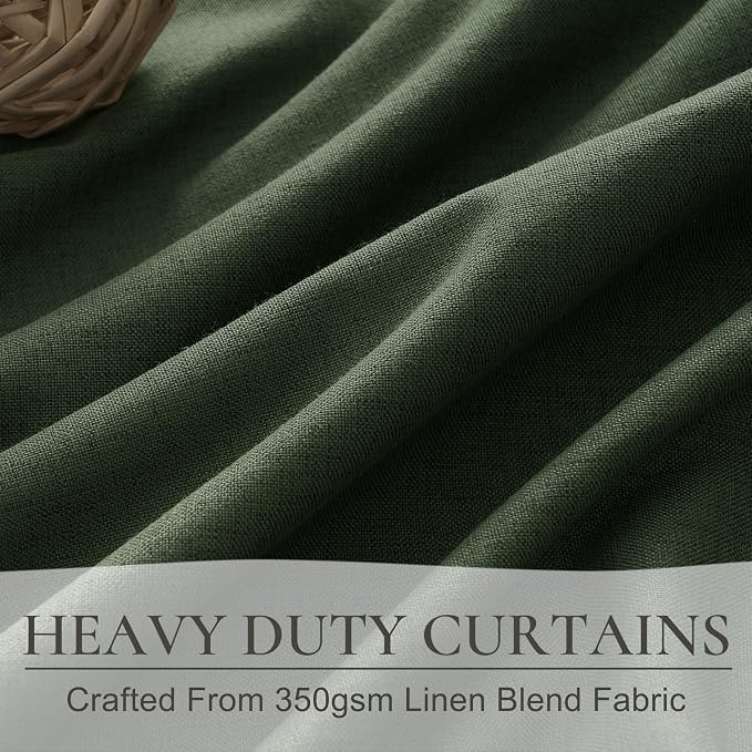 Dark Olive Green Curtains 60 Inch Length Extra Wide Pleated Black Out 96 Inch - Image 4