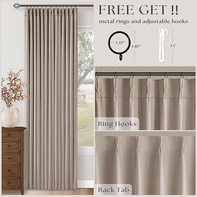 Burlywood Birch Pleated 100% Blackout Curtains 96 Inches Long 2 Panels | Memory - Image 5