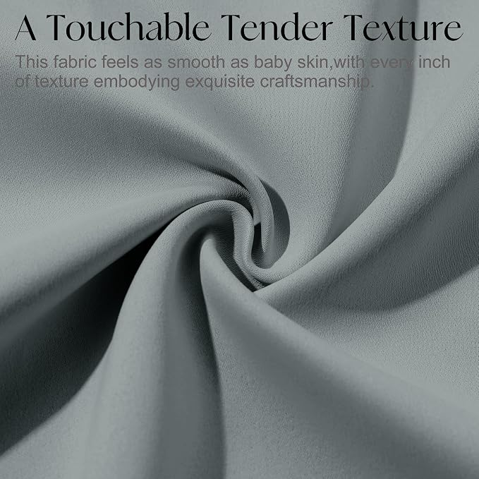 Etherealveil Charcoal Gray Pinch Pleated Blackout Curtains 2P 60"x102" | Back - Image 8
