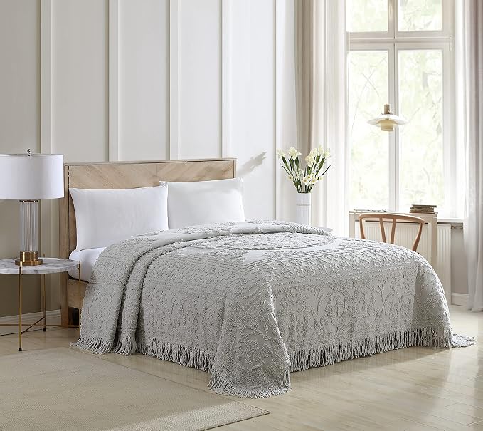 Beatrice Home Fashions Medallion King Cotton Chenille Bedspread, cozy plush - Image 4