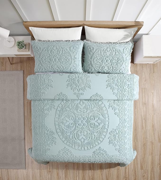 Beatrice Home Fashions Medallion Standard Cotton Chenille Sham, cozy plush 100% - Image 3