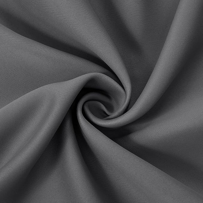 100% Blackout Grey Curtains 52 x 63 inch Long Set of 2 Panels Bedroom Curtains - Image 7