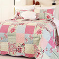 Cmfshape Summer Floral King Quilted Bedspread, Romantic Pink Quilt Set King by cmfshape-quiltset
