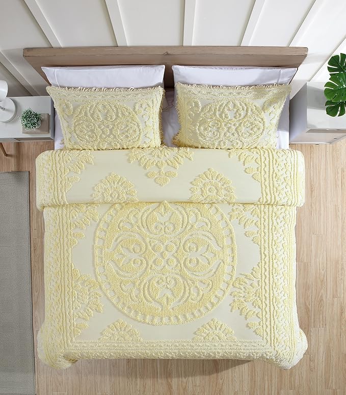 Beatrice Home Fashions Medallion King Cotton Chenille Sham, cozy plush 100% - Image 3