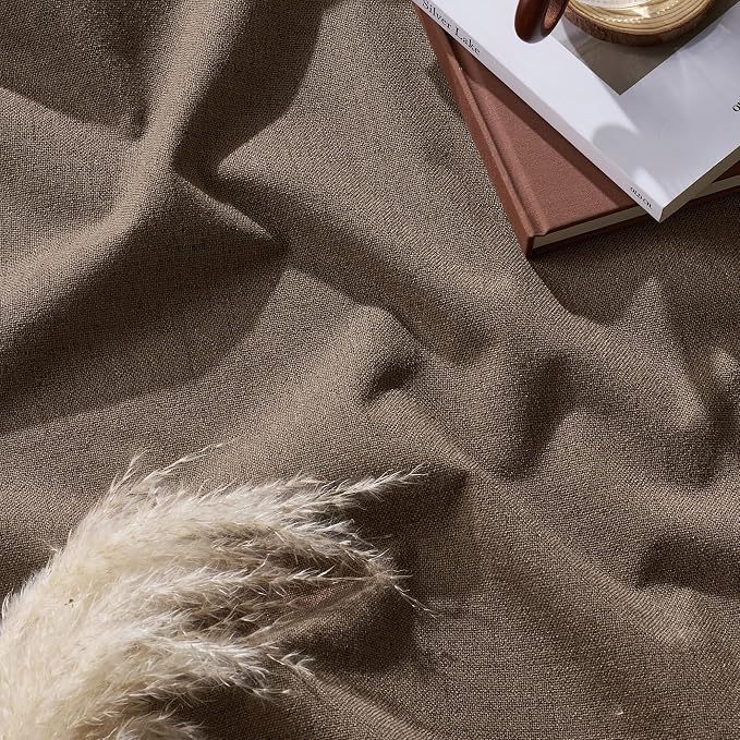 RYB HOME Brown Linen 100% Blackout Curtains 120 Inch Long - Image 8