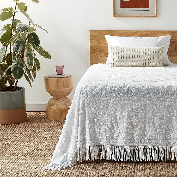 Beatrice Home Fashions Medallion Twin Cotton Chenille Bedspread, cozy plush - Image 2
