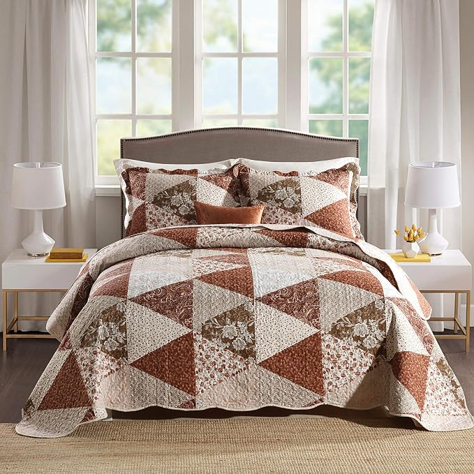 3-Piece Queen Quilt Sets with Shams Oversized Bedding Bedspread Reversible by Travan