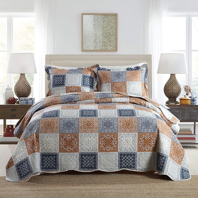 3-Piece King Quilt Sets Patchwork Bedspreads by Travan