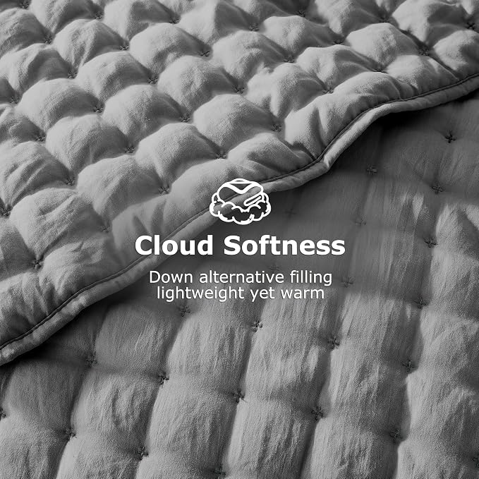 WDCOZY Dark Grey California Cal King Size Quilt Bedding Sets - Image 4