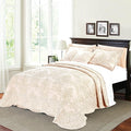 Home Soft Things Damask 4 Piece Bedspread Set, Scalloped Edge Reversible by HomeSoftThings