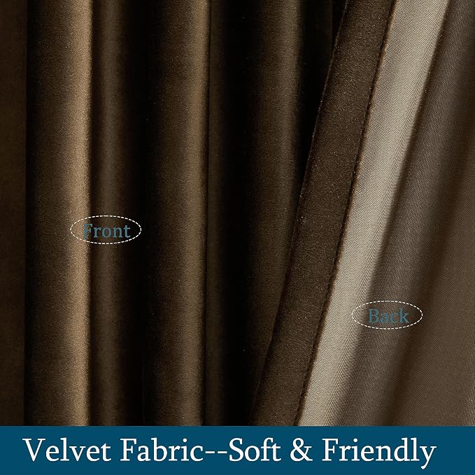 PRIMROSE Brown Velvet Curtains 108 inch Long - Image 4