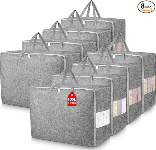 105L Extra Large Storage Bags, Folding Moving Comforter Blanket Storage Bags by Besslly