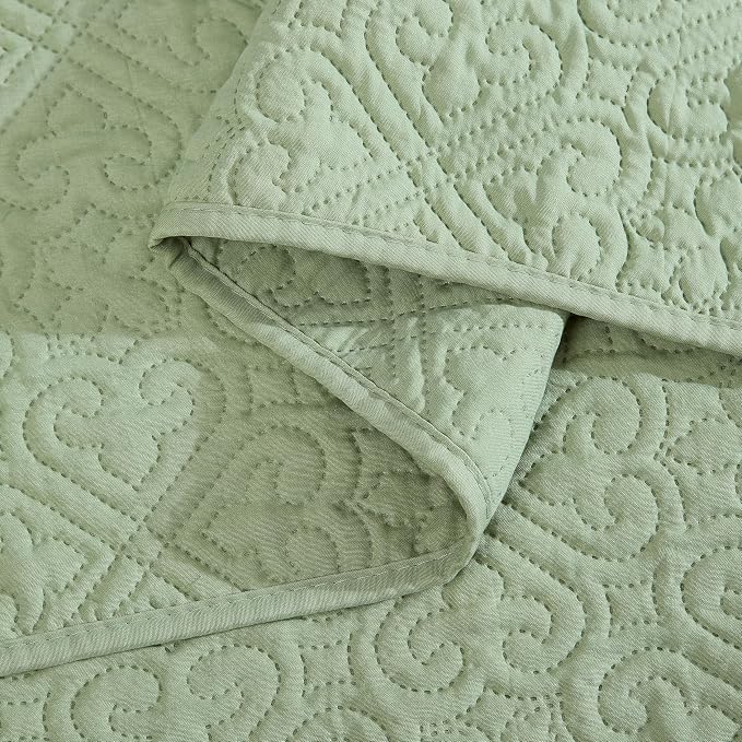 HLC.ME Lorenzo - Green Bedspreads & Coverlet Set - 3 Piece King Size Quilt Set - Image 7