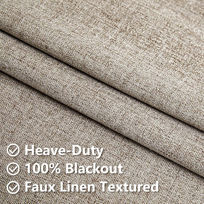 IGEMAEVE Blackout Curtains for Bedroom Rod Pocket Linen 52" W x 96" L | Living - Image 3