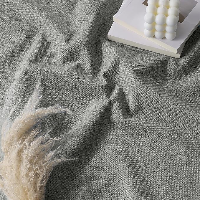 RYB HOME Grey 100% Blackout Linen Curtains 108 Inch Long - Image 8