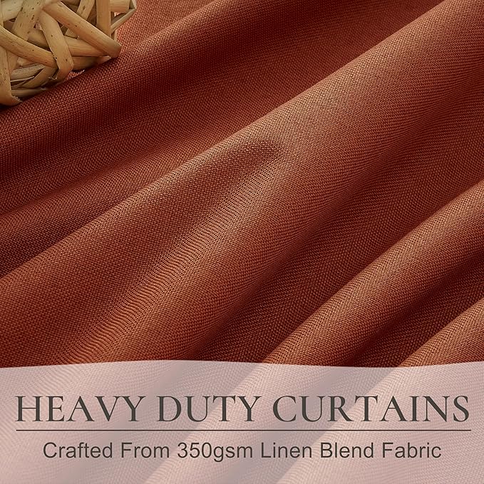Fall Burnt Orange Curtains Blackout 90 Inches Long 2 Panels Set, Terracotta - Image 3