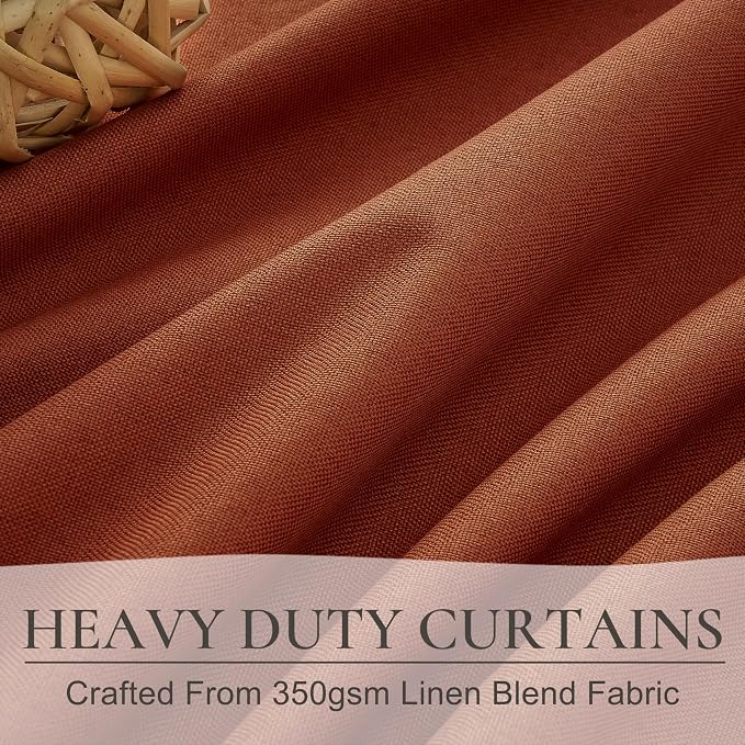 Fall Burnt Orange Curtains Blackout 102 Inches Long 2 Panels Set, Terracotta - Image 4