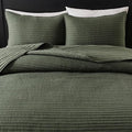 WDCOZY Olive Green King Size Pick Stitch Quilt Set, 3 Pieces 104x90 inches | by WDCOZY