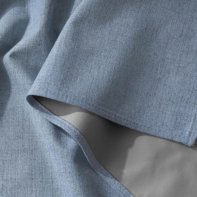 RYB HOME Smoky Blue 100% Blackout Linen Curtains 72 Inch Long - Image 5