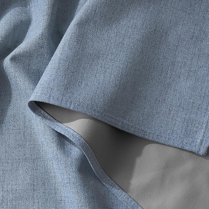 RYB HOME Smoky Blue 100% Blackout Linen Curtains 78 Inch Long - Image 5