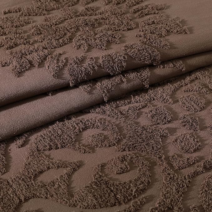 Beatrice Home Fashions Medallion Twin Cotton Chenille Bedspread, Chocolate | - Image 4