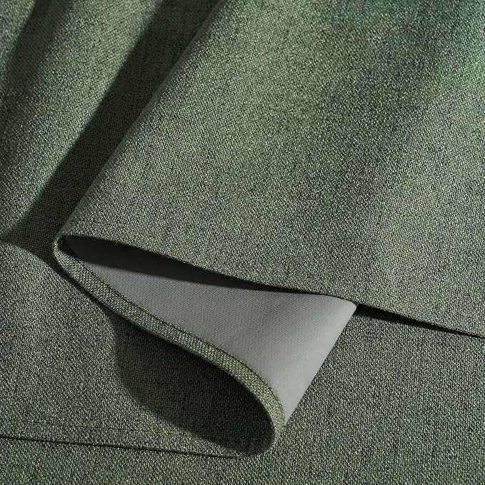 RYB HOME Olive Green 100% Blackout Linen Curtains 90 Inch Long - Image 4