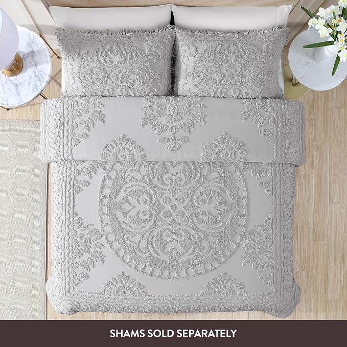 Beatrice Home Fashions Medallion King Cotton Chenille Bedspread, cozy plush - Image 2