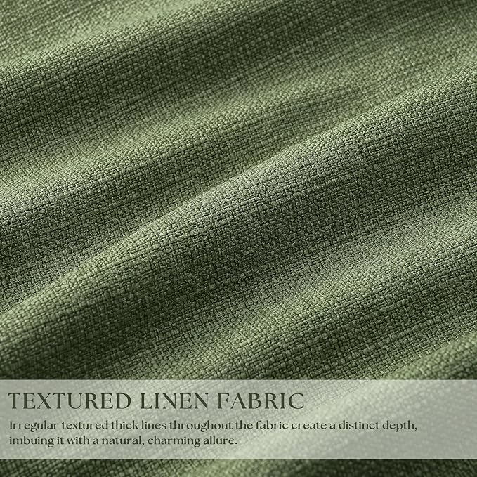 100 Inch Olive Green Linen Pinch Pleated Blackout Curtains - Image 3