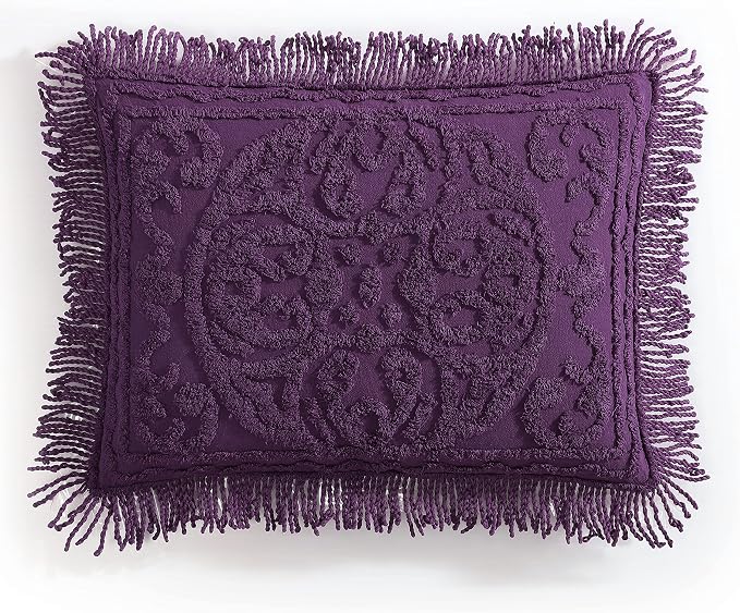Beatrice Home Fashions Medallion King Cotton Chenille Sham, Eggplant | Vintage by BeatriceHomeFashions