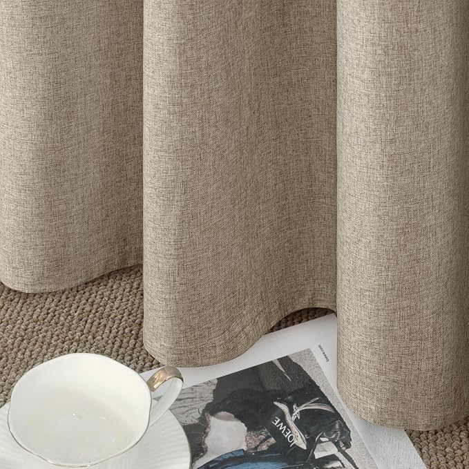 YoungsTex Taupe Linen 100% Blackout Curtains 72 Inches Long - Image 7
