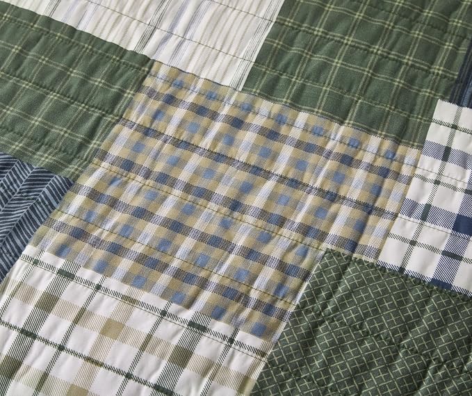 Chezmoi Collection Cedar 3-Piece Printed Patchwork Quilt Set, Queen Size - Image 8