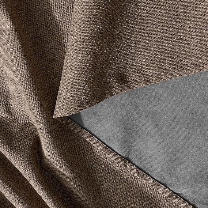 RYB HOME Brown Linen 100% Blackout Curtains 120 Inch Long - Image 7